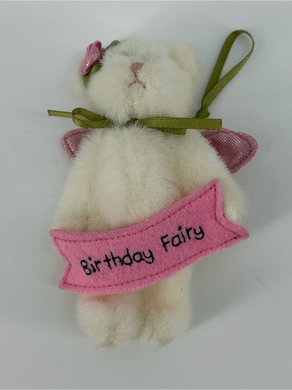 Boyds Bears White Plush Fairy Bunnie Ornaments - Birthday Fairy & Shopping Fairy - Picture 3 of 7